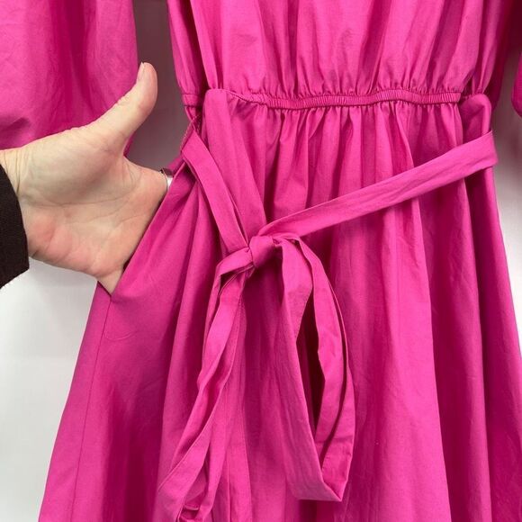 Maeve Anthropologie Pink Puff Sleeve Cotton Mini Dress Size Medium NWT - Picture 7 of 9